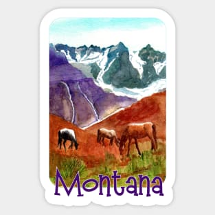 Horses Grazing In Montana Sticker